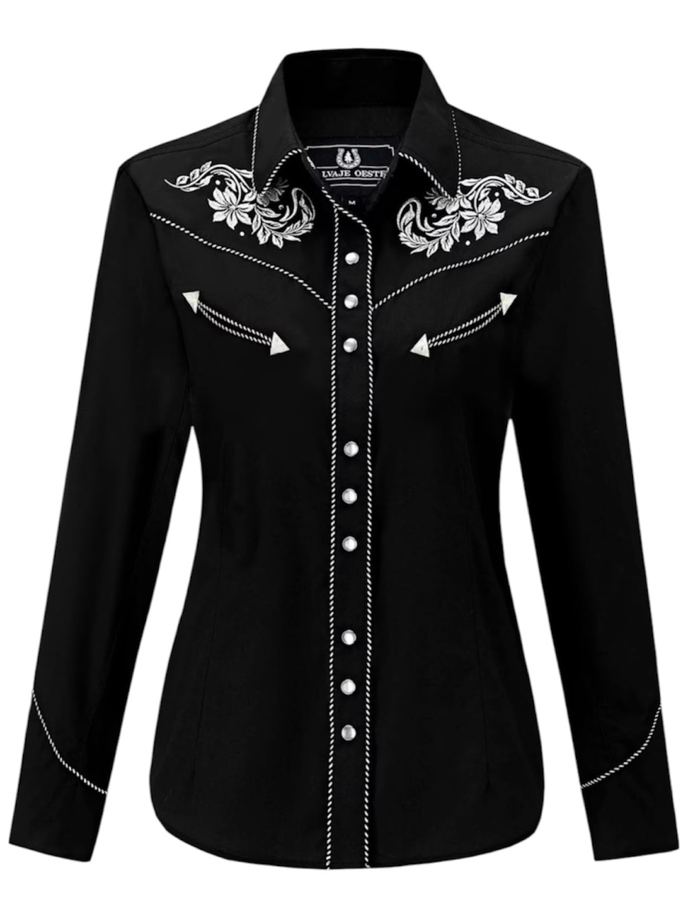 SALVAJE OESTE Women's Embroidered Western Cowgirl Slim Fit Snap Button Shirt - S